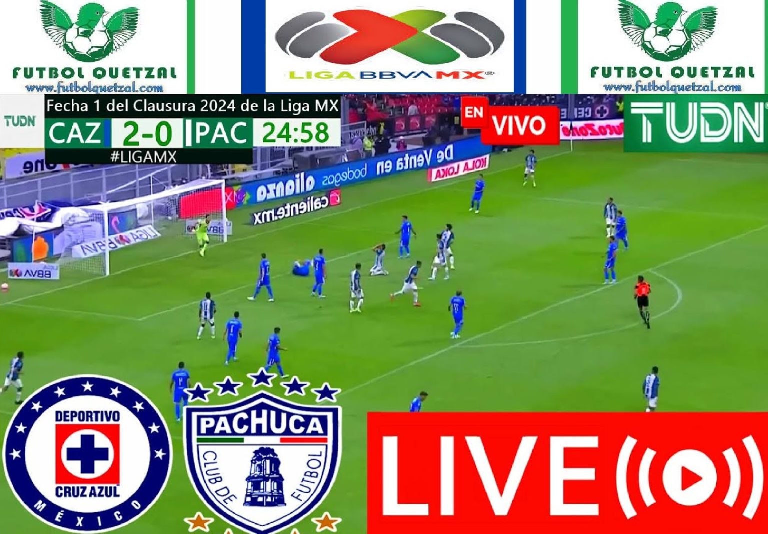 Cruz Azul vs Pachuca EN VIVO GRATIS el juego de la Jornada 1 del